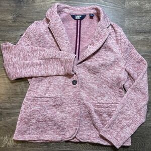 Lands' End Blazer Jacket Sz XL (18) Pink‎ Fleece Oeko Tex Pockets